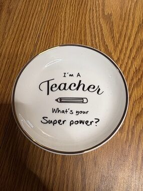 Teacher Trinket Dish - White with Gold Trim